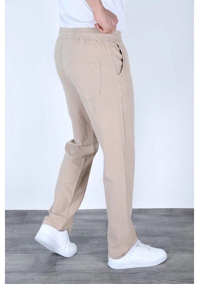 Myrab Denim Baggy Keten Pantolon Jogger Çağla Yeşili Bej