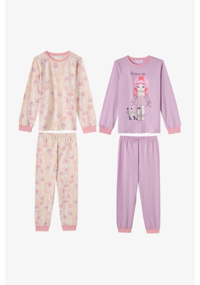 Penti Kız Çocuk Lila Starlit Friends Pamuklu Uzun Kollu 2li Pijama Takımı Penti Kız Çocuk Lila Starlit Friends Pamuklu Uzun Kollu 2li Pijama Takımı