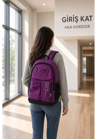 Mürdüm Çok Cepli Okul Çantası Çocuk Sırt Çantası Günlük Kullanım 45 X 30 X 15 Cm Çok Renkli