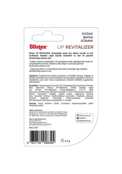 Lip Revitalizer -yenileyici, Nemlendirici Ve Dolgun Görünüm Destekleyici Peptit İçeren Dudak Kremi-3.7gr