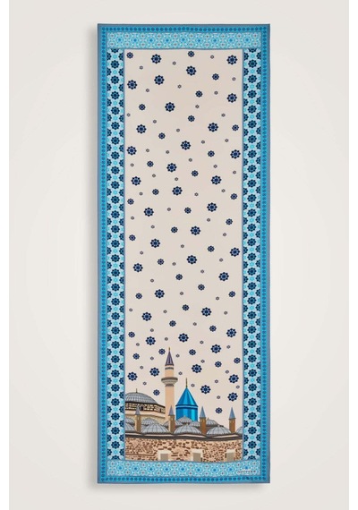 Imannoor Vuslat Mavi Floş Viskon Şal 70x210 70x210 Mavi
