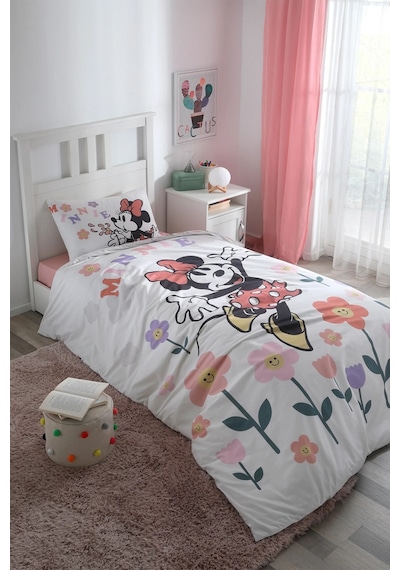Özdilek Lisanslı Disney Minnie Mouse Flowers Tek Nevresim Takımı Beyaz