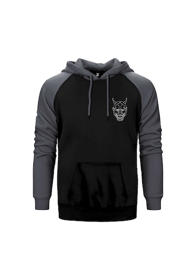 Ghostemane Maske Gri Renk Reglan Kol Kapşonlu Sweatshirt Gri