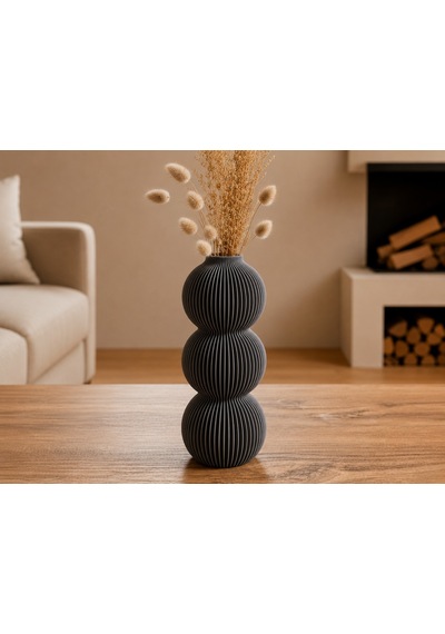 3d Baskı Modern 3 Küre Dekoratif Vazo - Minimal Çiçek Vazosu, Masaüstü Ev Ve Ofis Dekoru-gri Diğer