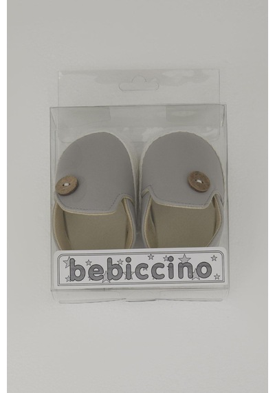 Bebiccino Erkek Bebek Patik Ayakkabı Jut Düğmeli 18-19 Numara, Gri