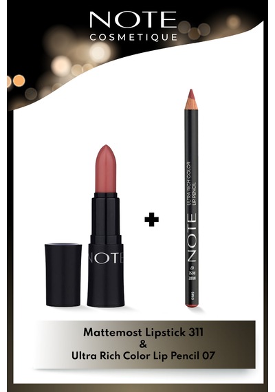 Note Mattemoist Ruj 311 Satin Cup - Nude & Ultra Rich Color Dudak Kalemi 07 Nude Rose - Nude Makyaj Seti