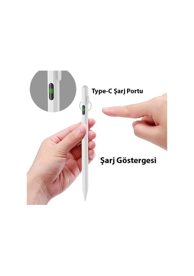 Ally K-2268 Dijital Göstergeli Universal Kapasitif Stylus Apple Uyumlu iPad Tablet Dokunmatik Kalem- 5775 Renkli
