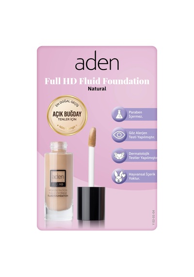 Aden Full Hd Likit Fondöten 20 Ml - 04 Natural Doğal Diğer