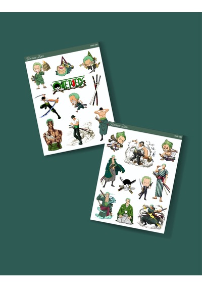 Roronoa Zoro - One Piece 2li Sticker Etiket Seti Anime Çıkartmaları