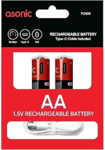 Pl1400, Aaa, Şarjlı Pil, 1.5volt, 400mah/750mwh, Type-c Ile Kolay Şarj, 2 Li Paket