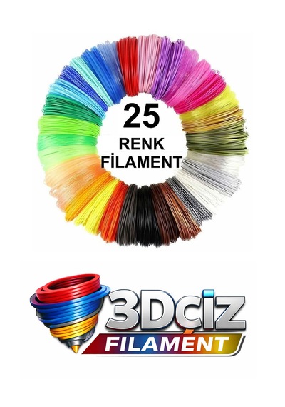 Pla 3d Kalem Yazıcı İçin 25 Renk 25 X 1 Metre 25 Metre Pla Filament