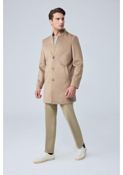 Danger Erkek Relaxed-fit Premium Yün Kaşe Kaban Bej 4351dngr