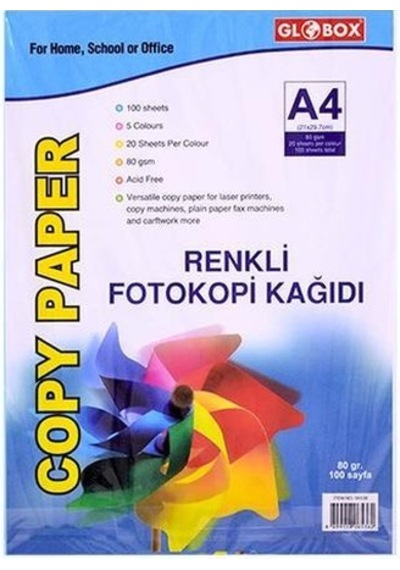 Globox Fotokopi Kağıdı 5 Renk 100 Lü 6536