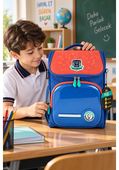 İlkokul Okul Çantası Hello Dragon Model 6 Kırmızı Antigravity 38x30x16 Cm Çok Renkli