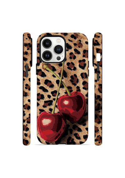 Velvoria Valestra Leopar Kiraz Apple iPhone Uyumlu 14 Pro Darbe Korumalı Kılıf Valestra Select - Leopar Kiraz