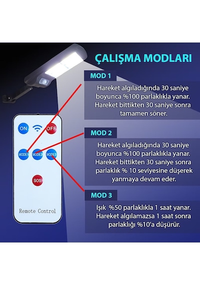 Upway Güneş Enerjili 128 Led Duvar Lambası - 1000 Lm Su Geçirmez Aydınlatma