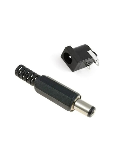 1 SET JAK FİŞ+DC ŞASE GÜC KAYNAGI SOKETİ 2,1MM ERKEK DIŞI  SET