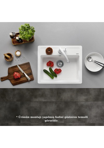 Blanco Legra 6 Granit Evye, Volkan Gri Renk, Tezgah Üstü, 58x50 Cm Gri