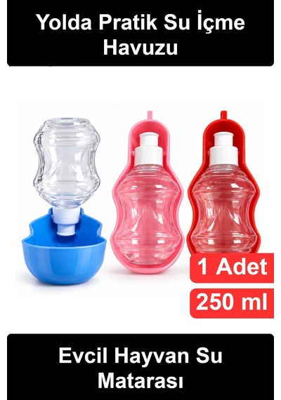 Evcilhayvansumatarası Taşınabilir Köpek Kedi Suluğu 250 Ml Hazneli Sızdırmaz Kilitli Seyahat Yürüyü