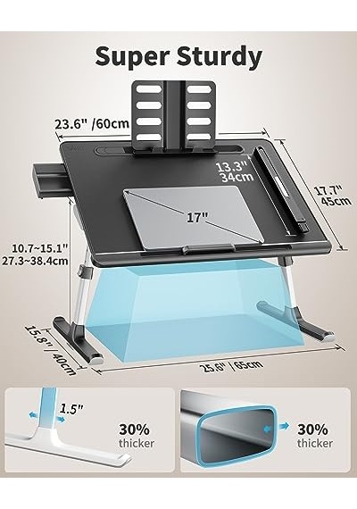 Led Aydınlatmalı Dizüstü Bilgisayar Yatak Masası, Ekstra Büyük, Katlanabilir Yatak Masası
