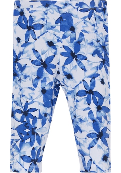 Lovetti Kız Çocuk Painterly Floral Desen Kapri 8363 Beyaz - Mavi