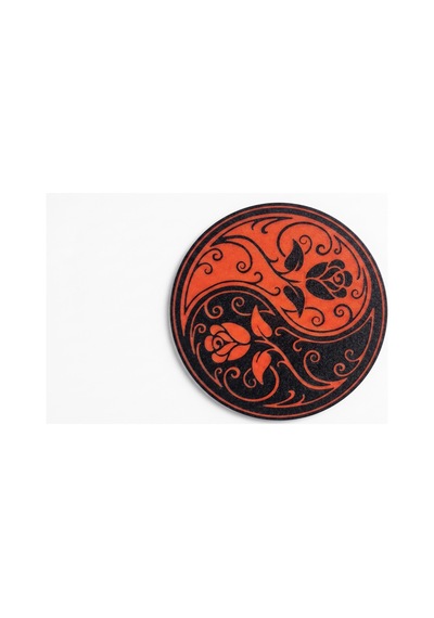 Riti Design - Yin Yang Gül - 3d Tasarım 4'lü Bardak Altlığı Seti