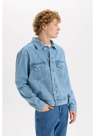 Defacto %100 Pamuk Regular Fit Jean Ceket E0835ax25spnm39 Mavi-nm39