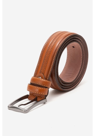 Dericlub Hakiki Deri 3.5 Cm Dikişli Erkek Klasik Kemer 517 Taba Taba