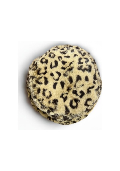 Me-vo Kadın Leopar Desenli Peluş Kova Şapka, Kışlık Yumuşak Bucket Hat Bej
