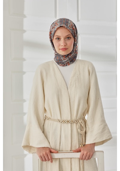 Silk Home Soft Eşarp 73093-18 Gri, Turuncu, Ekru, Bebe Mavi