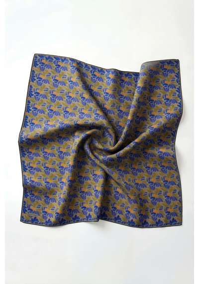 Silk Home Soft Eşarp Floral Line Olive 90x90 Çok Renkli