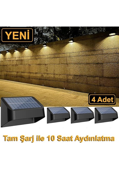 Güneş Enerjili 8 Renk Geçişli Duvar Aydınlatma 4 Adet / Gt-sl16