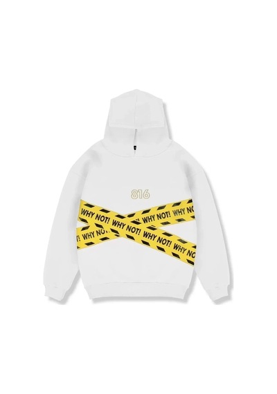 Startmore Why Not Baskılı Beyaz Oversize Unisex Kapüşonlu Beyaz