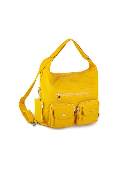 Nas Bag Unisex Zararlı Kimyasal İçermeyen Su İtici Özelliğe Sahip Omuz Ve Sırt Çantası Dönüştürülebilir Tasarım Hardal