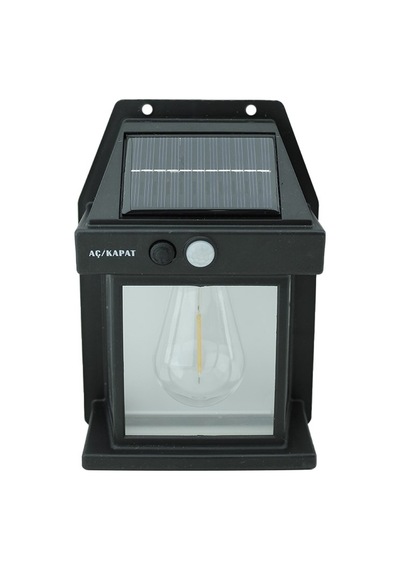5w Güneş Enerjili Led Ampullü Duvar Fener Aplik 3200k- Sarı Işık