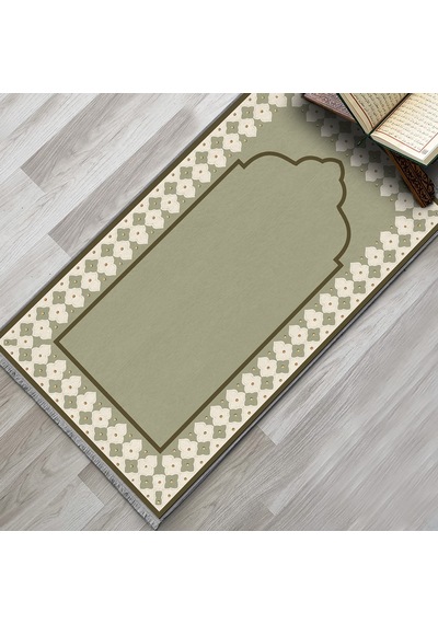 Evaşk Namazlık Dokuma Halı Kaymaz Muslumana Seccade80 x 130 Açık Yeşil EVASK802D80