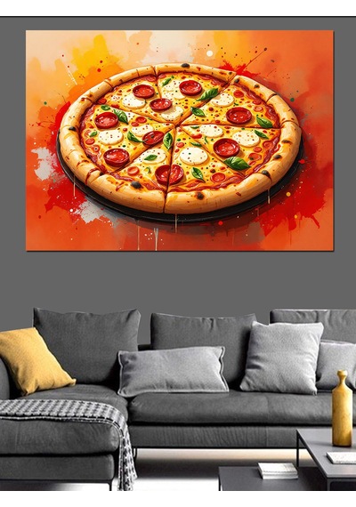 Lezzetli Büyük Pizza Dekoratif Kanvas - Mdf Ahşap Tablo