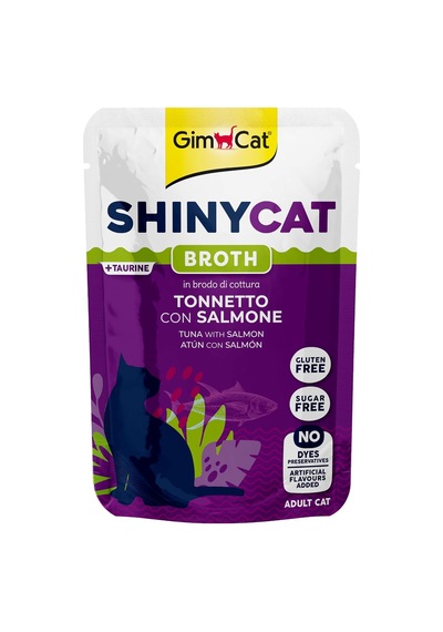 Shinycat Pouch Sos İçinde Somonlu Ton Balıklı Yaş Kedi Maması 70 Gr Et Suyunda Pişirilmiş Parçalı Poşet, Taurin Ve E Vitaminli