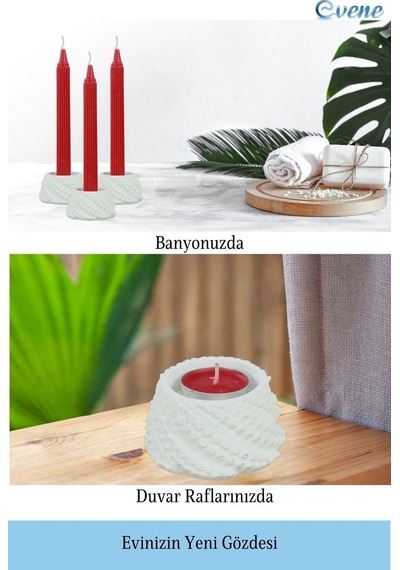 Mumluk Şamdan Tealight Ve İnce Mum Uyumlu Ejderha Yumurtası Model - Beyaz