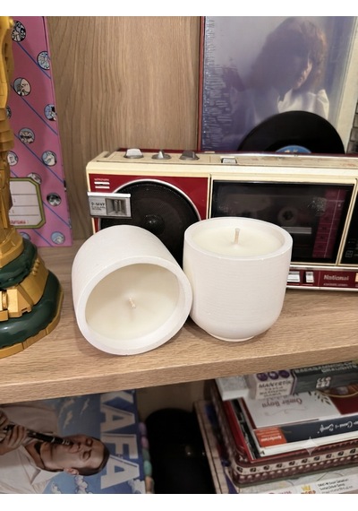 Dekoratif Beton Mum El Yapımı Beyaz 300 Gr