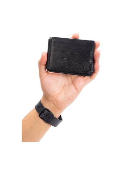 Newish Polo Erkek Hakiki Deri Maşa Kağıt Para Tutucu Kartlık Ve Cüzdan - New421 Siyah