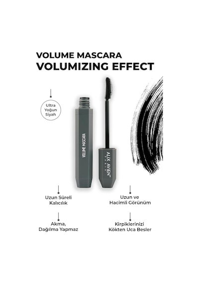Alix Avien Ekstra Kalıcı Nemlendirici Besleyici Lifting Etkili Hacim Veren Siyah Maskara Volume Mascara