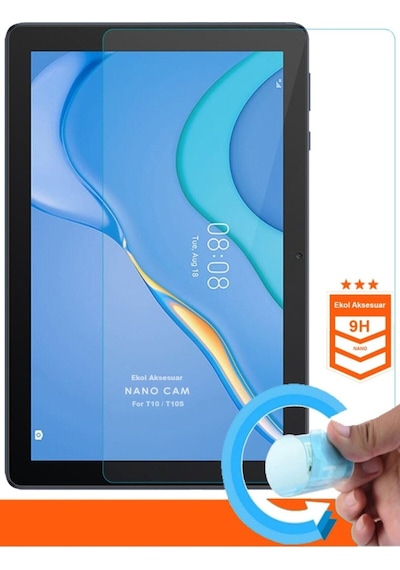 Huawei Matepad T10 - T10s Uyumlu Tablet Kılıfı Şeffaf Silikon + Ekran Koruyucu + Kalem 3'lü Set Kılıf