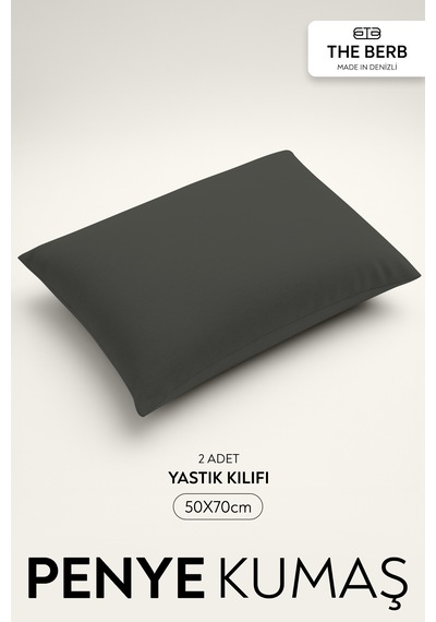 The Berb 2'li Penye Yastık Kılıfı Seti %100 Pamuk 50 X 70 Fermuarlı Gri