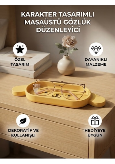 Sarı Karakter Tasarımlı Gözlük Tutucu Ve Çok Amaçlı Organizer