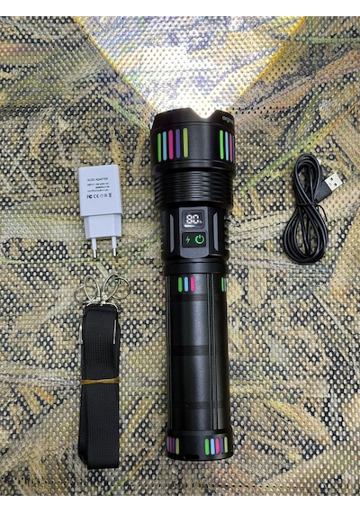 Small Sun Zy-w512 9.000 Lümen Süper Güçlü Led Profesyonel Şarjlı El Feneri Siyah