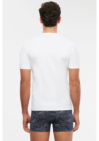 Kom Antonio V Yaka Pamuklu Erkek Tshirt - Beyaz