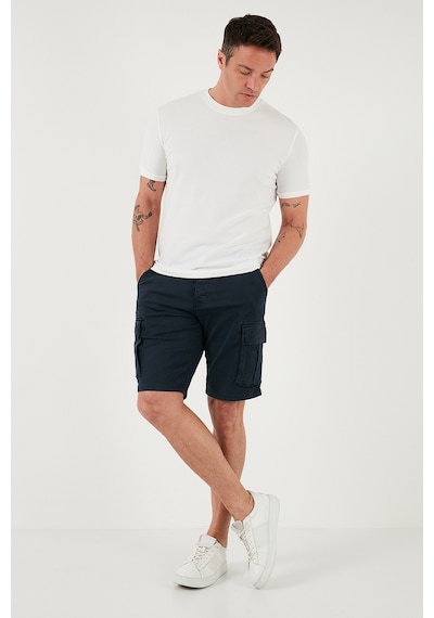 Buratti Streç Pamuklu Regular Fit Normal Bel Kargo Cepli Erkek Şort 4510S79Milan Indigo