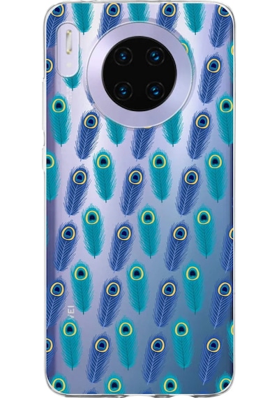 Huawei Mate 30 İle Uyumlu 1mm Slim Fit Nazar Boncuğu 4 Baskılı Şeffaf Kılıf