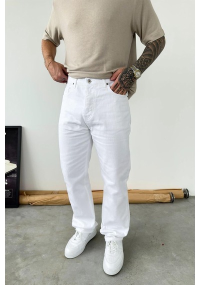 Beyaz Basic Baggy Pantolon